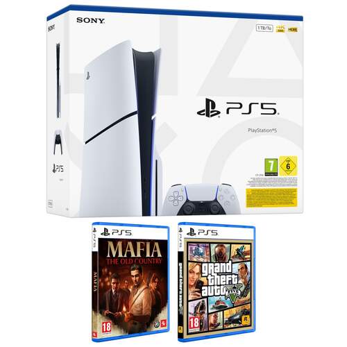 Pack Sony Playstation 5 Chasis E Estándar + Mafia The Old Country y Grand Theft Auto V