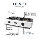 HORNILLO ORBEGOZO FO2700 INOX 2F GAS ENCEN.PZO.ELE