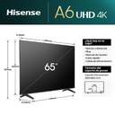 TV HISENSE 65%%%quot; 65A6N UHD SMART TV HDR10  DTS X