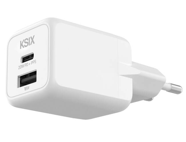 Cargador KSIX USB-C + USB A 20 W