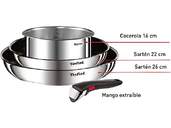 LOTE SARTENES TEFAL L881S INGENIO 22/26 CAZO MANGO