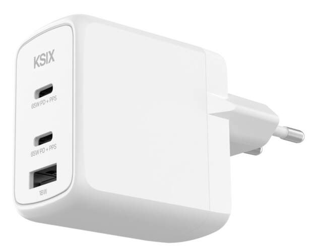Cargador KSIX 2 USB C + 1 USB A Blanco