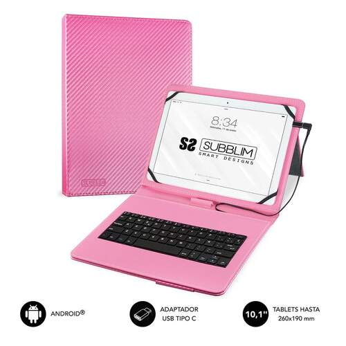 Funda y Teclado USB Subblim Keytab Pro Rosa