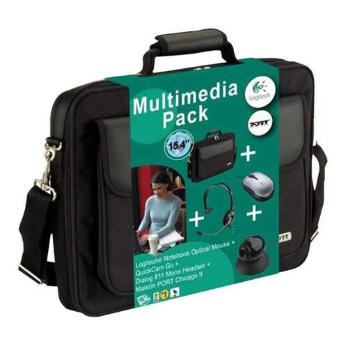 Maletín + ratón pack Logitech con webcam