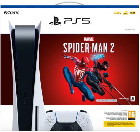 Consola Sony PlayStation 5 con Stand + Marvel Spider-Man 2 Edici&oacute;n Digital