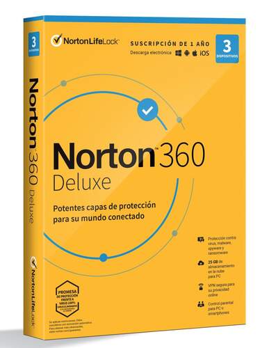 Antivirus Norton 360 Deluxe 3 Dispositivos 1 A&ntilde;o