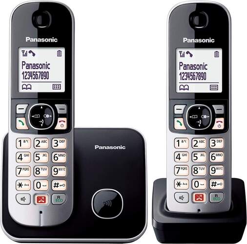 Teléfono Inalambrico Panasonic KX-TG6852SPB DUO Negro