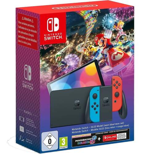 Nintendo Switch OLED Azul/Roja + Mario Kart 8 Deluxe (código de descarga)