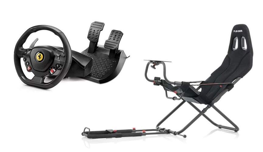 Pack Asiento Simlador PlaySeat Challenge + Volante ThrustMaster T80RW Ferrari para PS4/PS5 y PC