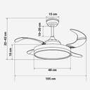 VENTILADOR TECHO U.BLUE HABOB 7042WD RETRACT DC.WI