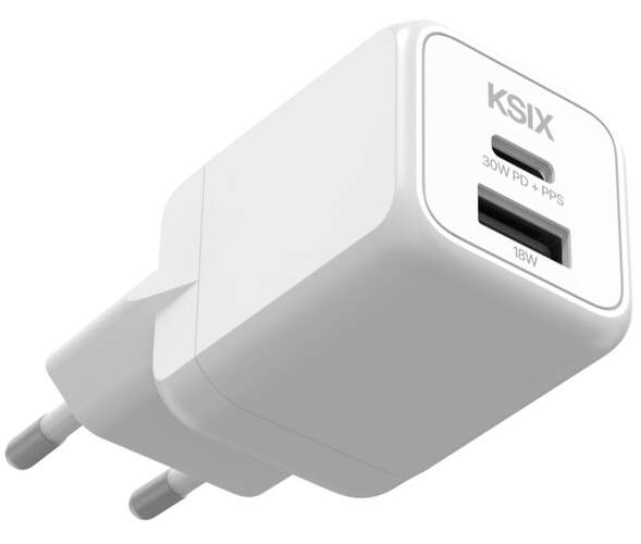Cargador KSIX USB-C + USB A 30 W