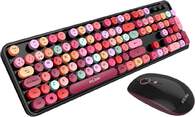 TECLADO RATON ELBE PTR-104 VINTAGE ROSA INALAM