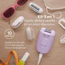 DEPIL. PHILIPS BRE257/00 2VEL  4 ACC LUZ LED CABLE MORADO