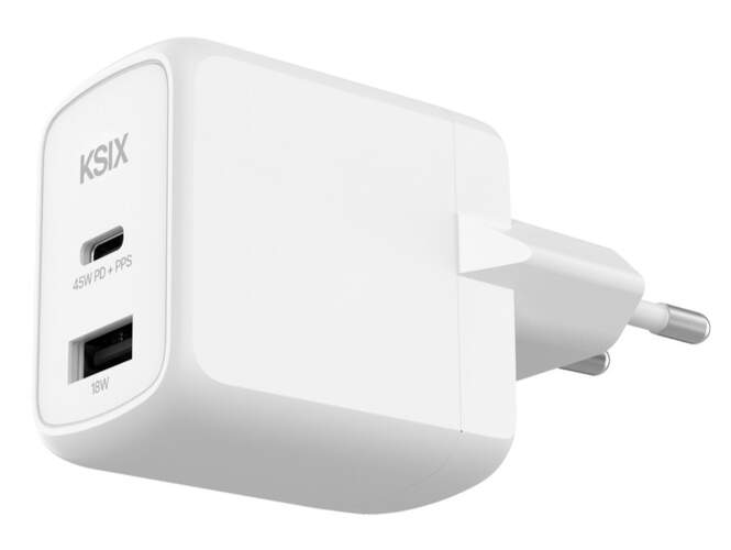 Cargador KSIX USB-C + USB A 45 W