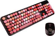 TECLADO RATON ELBE PTR-104 VINTAGE ROSA INALAM