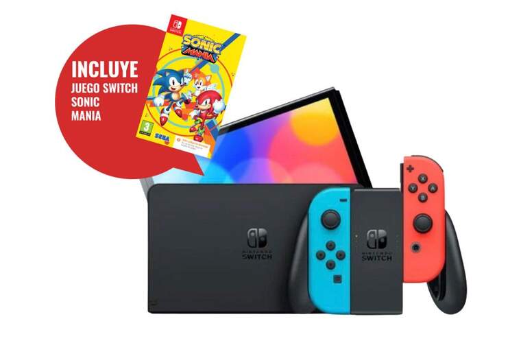 Nintendo Switch OLED Azul/Rojo + Sonic Mania (Código de descarga)