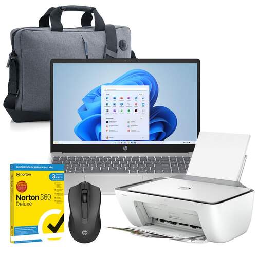 Pack Portátil HP 15S + Impresora + Mochila + Ratón + Subscripción a Norton 360 Deluxe de 1 Año