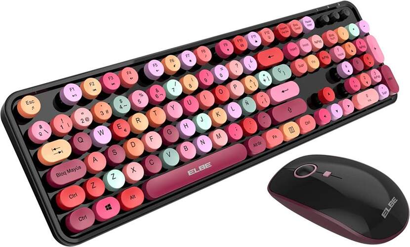 Pack Teclado + Ratón inalámbrico Elbe PTR-104 Rosa