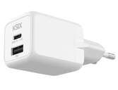 CARGADOR KSIX 1XUSB C  1XUSB A GAN 20W BLANCO