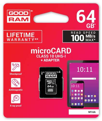 Tarjeta Memoria Micro SD Goodram M1AA-0640R12 64GB