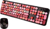 TECLADO RATON ELBE PTR-104 VINTAGE ROSA INALAM