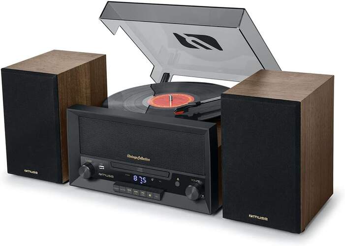 Giradiscos estéreo Muse MT-120MB Madera/negro